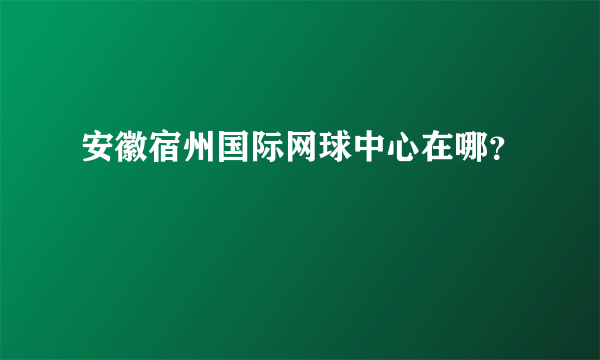 安徽宿州国际网球中心在哪？