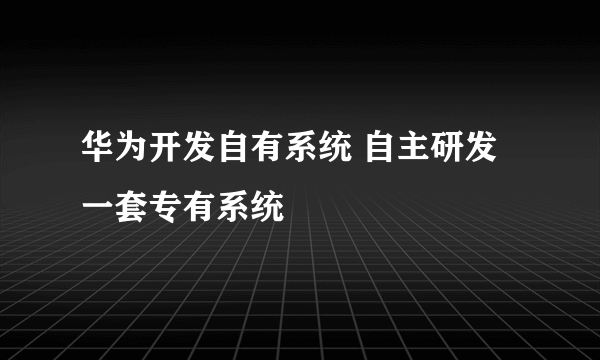 华为开发自有系统 自主研发一套专有系统