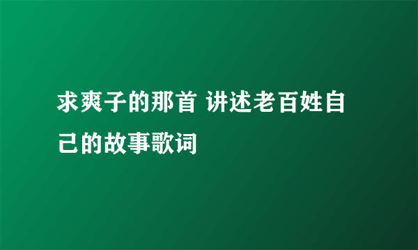 求爽子的那首 讲述老百姓自己的故事歌词