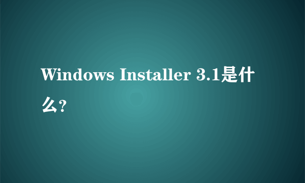 Windows Installer 3.1是什么？