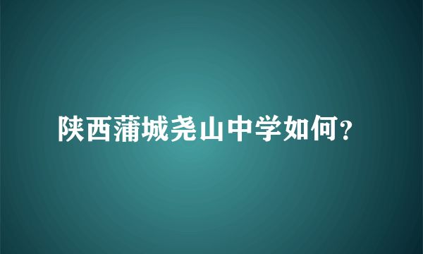 陕西蒲城尧山中学如何？