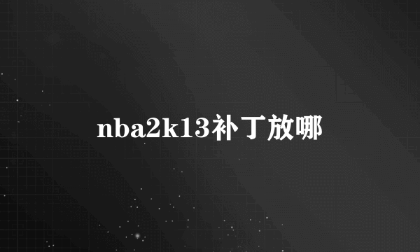 nba2k13补丁放哪