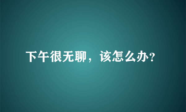 下午很无聊，该怎么办？