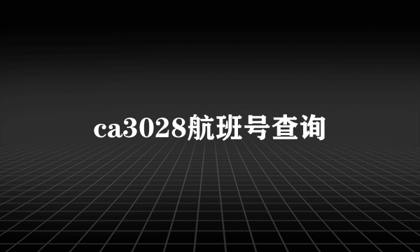 ca3028航班号查询