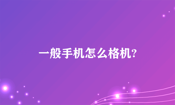 一般手机怎么格机?