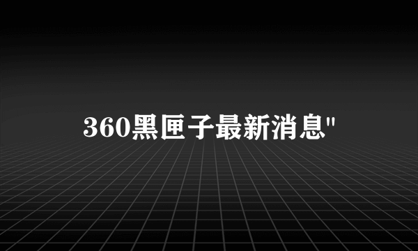 360黑匣子最新消息