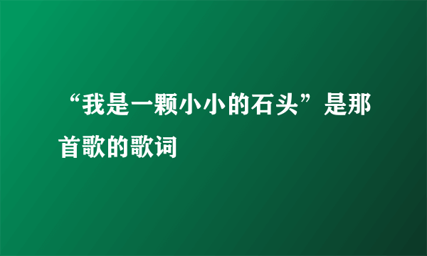 “我是一颗小小的石头”是那首歌的歌词