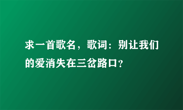 求一首歌名，歌词：别让我们的爱消失在三岔路口？