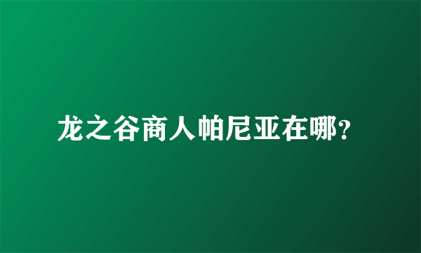 龙之谷商人帕尼亚在哪？