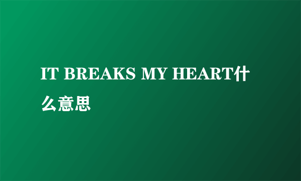 IT BREAKS MY HEART什么意思