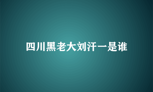 四川黑老大刘汗一是谁