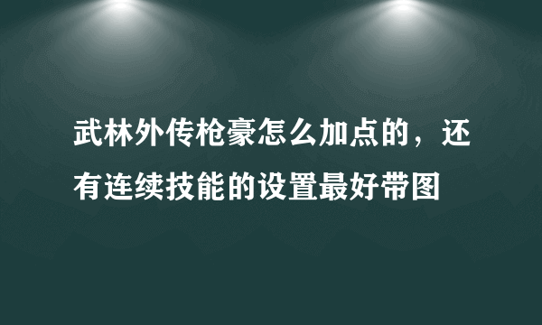 武林外传枪豪怎么加点的，还有连续技能的设置最好带图