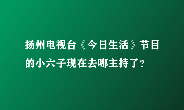 扬州电视台《今日生活》节目的小六子现在去哪主持了？