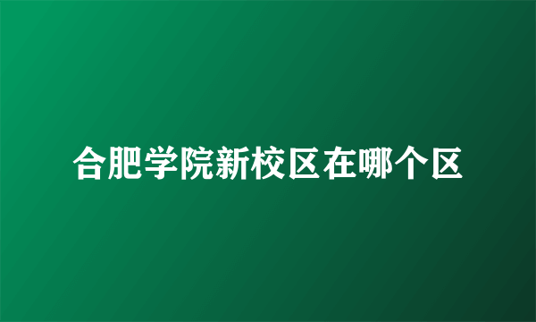 合肥学院新校区在哪个区