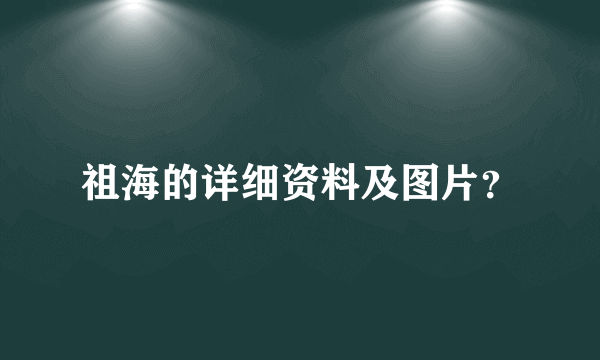 祖海的详细资料及图片？