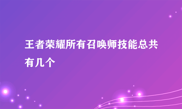 王者荣耀所有召唤师技能总共有几个