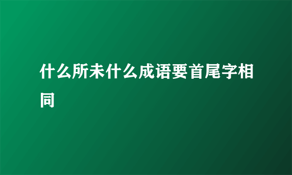 什么所未什么成语要首尾字相同