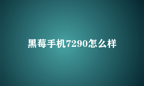 黑莓手机7290怎么样