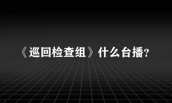 《巡回检查组》什么台播？