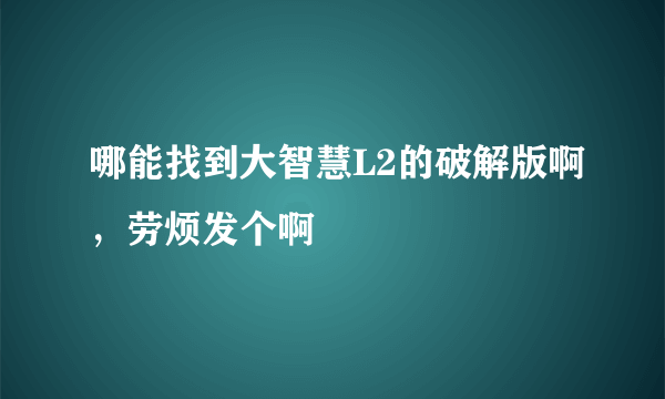 哪能找到大智慧L2的破解版啊，劳烦发个啊