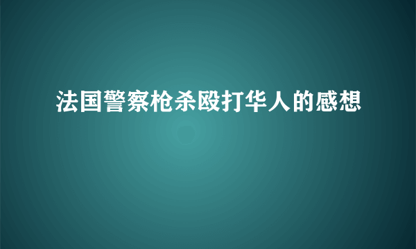 法国警察枪杀殴打华人的感想