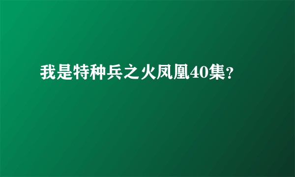 我是特种兵之火凤凰40集？