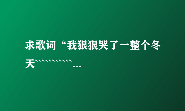 求歌词“我狠狠哭了一整个冬天```````````````”这首歌的名字