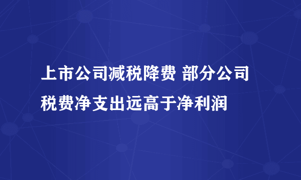 上市公司减税降费 部分公司税费净支出远高于净利润