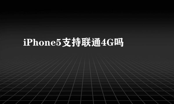 iPhone5支持联通4G吗