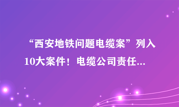 “西安地铁问题电缆案”列入10大案件！电缆公司责任人终审被判无期！