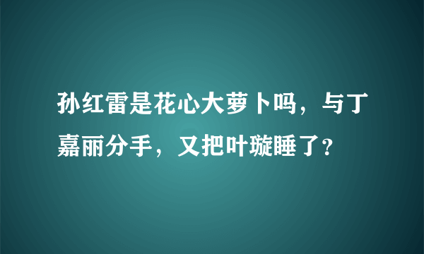 孙红雷是花心大萝卜吗，与丁嘉丽分手，又把叶璇睡了？