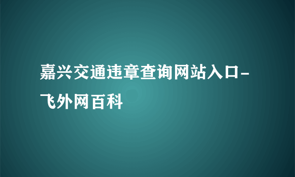 嘉兴交通违章查询网站入口-飞外网百科