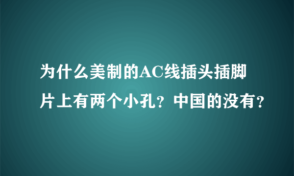 为什么美制的AC线插头插脚片上有两个小孔？中国的没有？