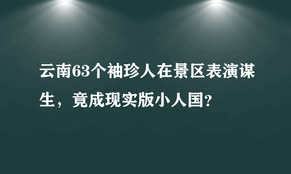 云南63个袖珍人在景区表演谋生，竟成现实版小人国？