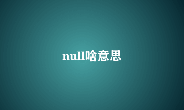 null啥意思