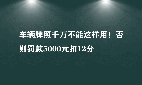 车辆牌照千万不能这样用！否则罚款5000元扣12分