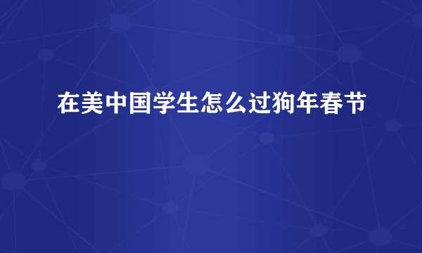 在美中国学生怎么过狗年春节