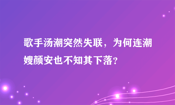 歌手汤潮突然失联，为何连潮嫂颜安也不知其下落？