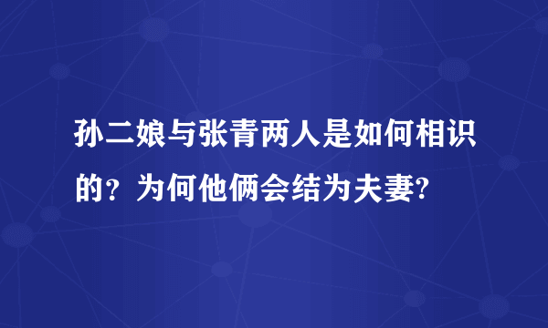 孙二娘与张青两人是如何相识的？为何他俩会结为夫妻?