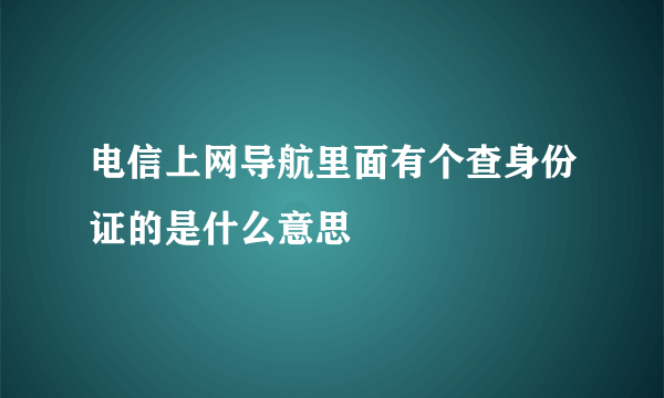 电信上网导航里面有个查身份证的是什么意思