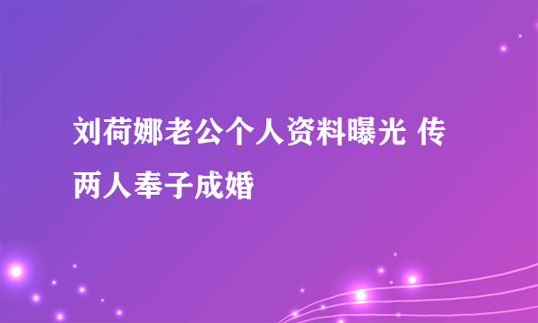 刘荷娜老公个人资料曝光 传两人奉子成婚