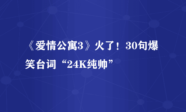 《爱情公寓3》火了！30句爆笑台词“24K纯帅”