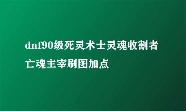 dnf90级死灵术士灵魂收割者亡魂主宰刷图加点