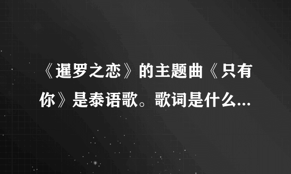 《暹罗之恋》的主题曲《只有你》是泰语歌。歌词是什么意思。能帮我翻译下吗？