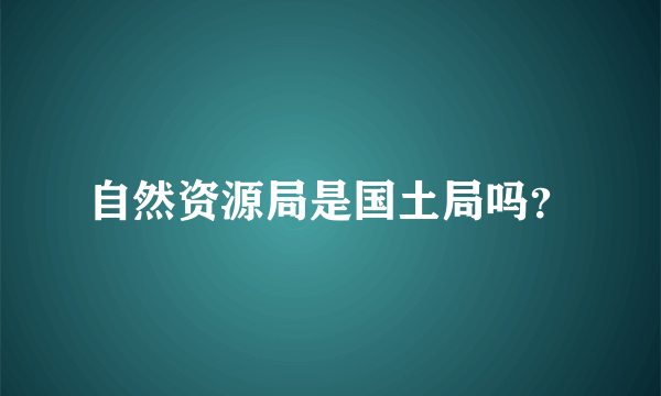 自然资源局是国土局吗？