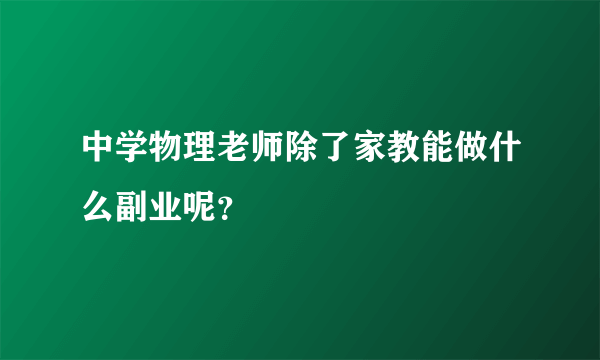 中学物理老师除了家教能做什么副业呢？