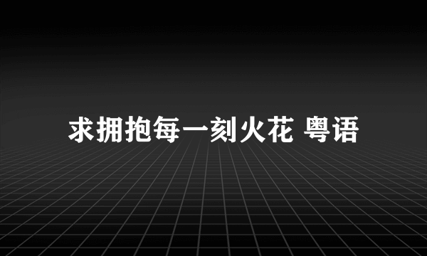 求拥抱每一刻火花 粤语