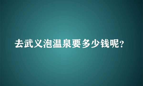 去武义泡温泉要多少钱呢？