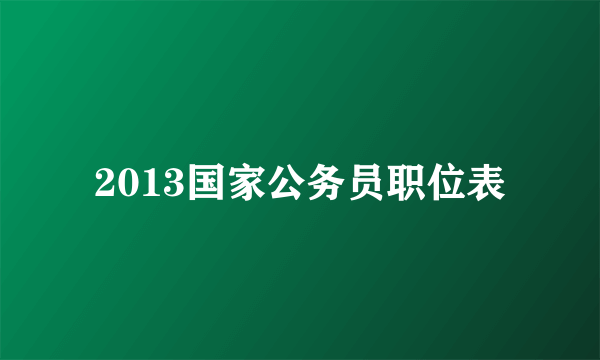 2013国家公务员职位表