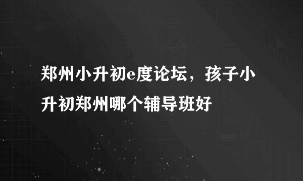 郑州小升初e度论坛，孩子小升初郑州哪个辅导班好